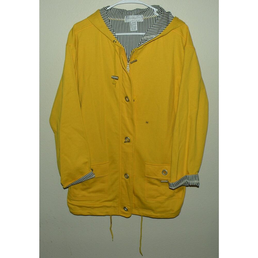 Jennifer Moore Women’s Medium Zipper Long Hooded Coat Jacket Yellow NWT